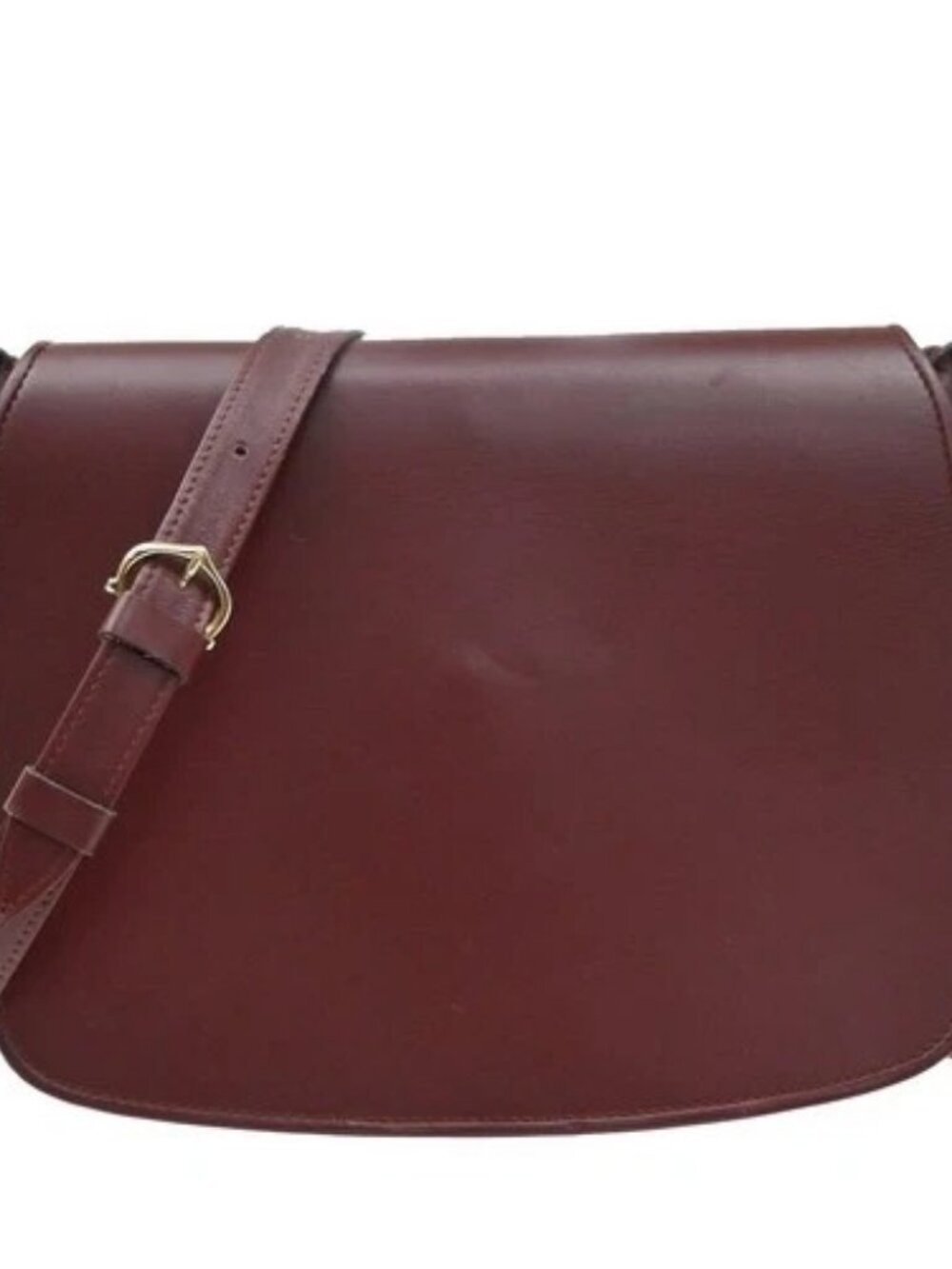 CARTIER Logo Must Line Shoulder Bag Leather Red Bordeaux GHW Italy 65KD343